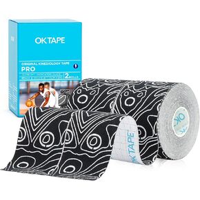 OK TAPE PRO Kinesiology Tape, 2inch x Long Roll 16ft Free Cut Tape, Elastic Athletic Tape Therapeutic Latex Free, Pink+White in Kuwait