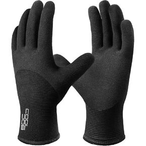 COOLJOB Winter Freezer Work Gloves for Men Women with Grip, Windproof Thermal Warm Fleece Lined, 3/4 Latex Coated for Heavy Duty, Construction, Warehouse, Black, 1 Pair, M in Saudi Arabia
