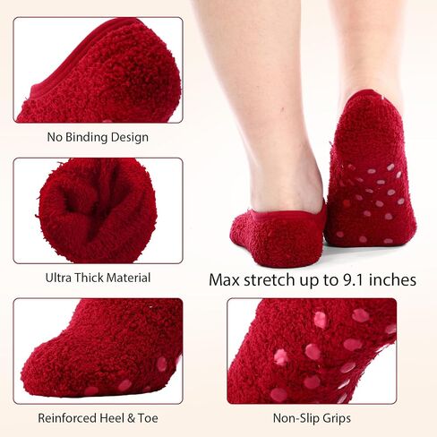 Foaincore 10 Pairs Cozy Winter Fuzzy Women Socks Fluffy Grip Slippers Non Skid Soft Winter Slipper Socks with Grippers for Women Adult House Home Yoga Hospital Christmas Gifts, Multicolored, One Size in Kuwait