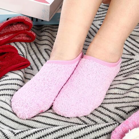 Foaincore 10 Pairs Cozy Winter Fuzzy Women Socks Fluffy Grip Slippers Non Skid Soft Winter Slipper Socks with Grippers for Women Adult House Home Yoga Hospital Christmas Gifts, Multicolored, One Size in Kuwait