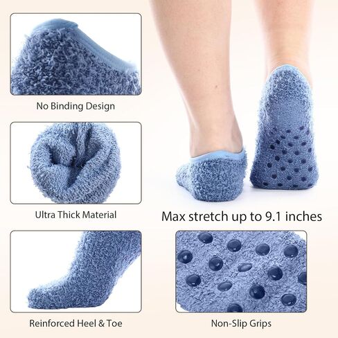 Foaincore 10 Pairs Cozy Winter Fuzzy Women Socks Fluffy Grip Slippers Non Skid Soft Winter Slipper Socks with Grippers for Women Adult House Home Yoga Hospital Christmas Gifts, Multicolored, One Size in Kuwait