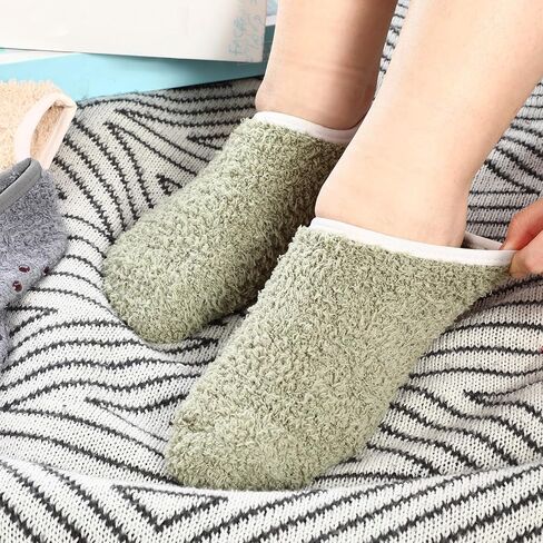 Foaincore 10 Pairs Cozy Winter Fuzzy Women Socks Fluffy Grip Slippers Non Skid Soft Winter Slipper Socks with Grippers for Women Adult House Home Yoga Hospital Christmas Gifts, Multicolored, One Size in Kuwait