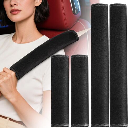 2025 Upgraded Extra Long Car Seat Belt Cover, 2Pack 19.7in Seat Belt Cover Pad for Ultimate Comfort Driving Experience, Soft Shoulder Pad Protector Car Interior Accessories for All Vehicles - Black in Kuwait