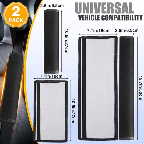 2025 Upgraded Extra Long Car Seat Belt Cover, 2Pack 19.7in Seat Belt Cover Pad for Ultimate Comfort Driving Experience, Soft Shoulder Pad Protector Car Interior Accessories for All Vehicles - Black in Kuwait