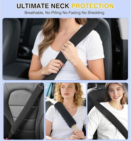 2025 Upgraded Extra Long Car Seat Belt Cover, 2Pack 19.7in Seat Belt Cover Pad for Ultimate Comfort Driving Experience, Soft Shoulder Pad Protector Car Interior Accessories for All Vehicles - Black in Kuwait