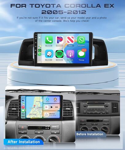Podofo 8 Core 2G 64G Android Car Stereo Radio for Toyota Corolla EX 2007-2012 with Wireless CarPlay Android Auto Mirrorlink 9 inch 1280P IPS Touch Screen DSP/36 EQ GPS WiFi Backup Camera in Saudi Arabia