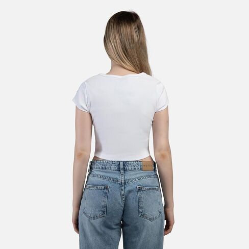 Hype & Vice Cali Tee for Women (Medium) - Ohio State University Tailgate Top for Women, Crop Top T-Shirt, College Shirts for Game Days - White in Kuwait