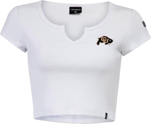Hype & Vice Cali Tee for Women (Medium) - Ohio State University Tailgate Top for Women, Crop Top T-Shirt, College Shirts for Game Days - White in Kuwait