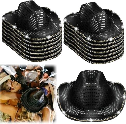 10 Pcs Wedding Light Up Cowboy Hat Led Cowboy Hat Lights Cowboy Cowgirl Hat for Wedding Western Bachelorette Party in Saudi Arabia