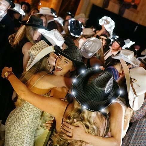 10 Pcs Wedding Light Up Cowboy Hat Led Cowboy Hat Lights Cowboy Cowgirl Hat for Wedding Western Bachelorette Party in Saudi Arabia