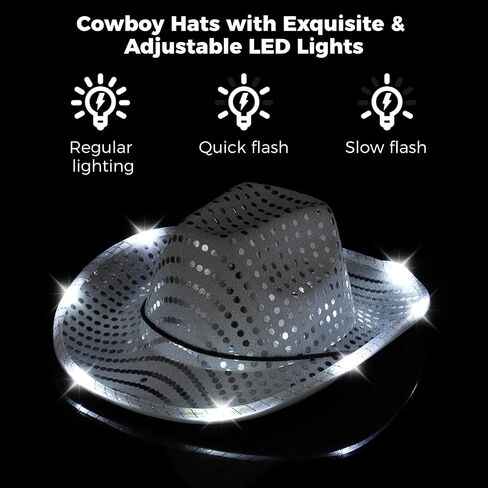 10 Pcs Wedding Light Up Cowboy Hat Led Cowboy Hat Lights Cowboy Cowgirl Hat for Wedding Western Bachelorette Party in Saudi Arabia