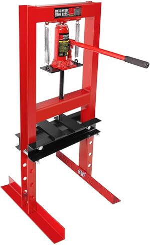 6 Ton Hydraulic Shop Press, Heavy Duty H Frame Garage Floor Press with Steel Plates, 4 Hole Adjustable Bed, Floor-Standing for Metal/Bearing Repair, Red in Kuwait