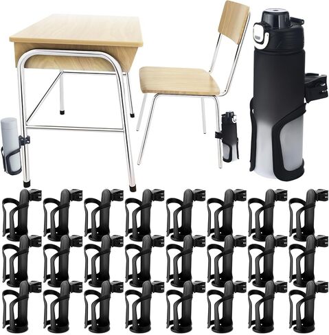 12 Pcs Water Bottle Holder for Classroom Desk Cupholder Anti-Spill 360° Rotating Water Bottle Holder for Desk or Chair Universal Easy to Install Enough to Hold Coffee Cups for Office School in Saudi Arabia