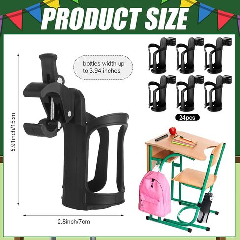12 Pcs Water Bottle Holder for Classroom Desk Cupholder Anti-Spill 360° Rotating Water Bottle Holder for Desk or Chair Universal Easy to Install Enough to Hold Coffee Cups for Office School in Saudi Arabia