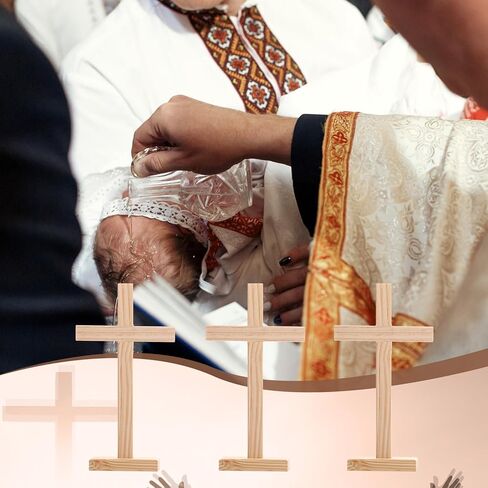 Suzile 11.8 Inch 6 Pcs Wooden Crosses for Craft Unfinished Wood Tabletop Cross Nativity Wooden Cross Standing Cross Centerpieces for Christmas Easter Church Sunday First Communion Baptism Decorations in Kuwait