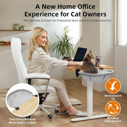 Lilyang Cat Desk Bed – Cat Hammock for Home Office Space Saving, Secure Bed with Super-Sized Clamp & Steel Frame, Supports Up to 40 lbs, 18"x14" Reversible Bed Cover, Removable & Washable in Saudi Arabia