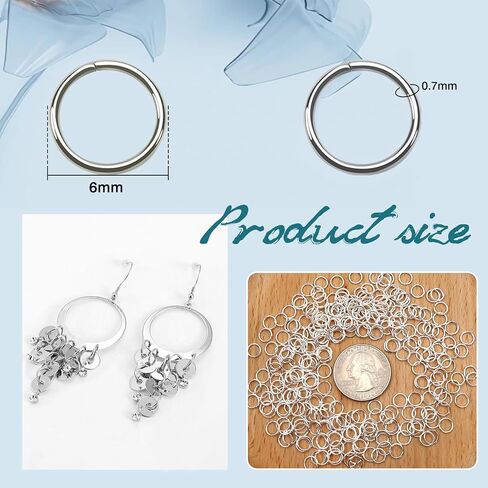 TOAOB 500pcs 8mm Open Jump Rings Silver Jump Rings for Jewelry Making Metal Split Rings Connectors for DIY Crafts Keychains Necklaces Bracelets in Saudi Arabia