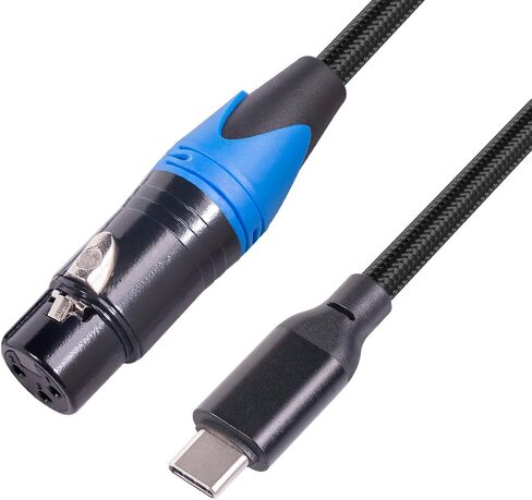 rexus usb c male to xlr cable microphone cable 10 ft ، type-c xlr stereo coll inlin cable ، محول صوت p & p للتشغيل للمسجل والهاتف الذكي والكمبيوتر المحمول (TCM2XF-30) in Kuwait
