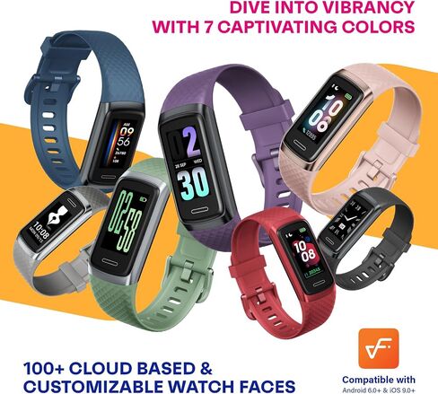 OCTANDRA Active 2 VeryFit جهاز تتبع اللياقة البدنية معدل ضربات القلب SpO2 مراقب تشبع الأكسجين في الدم النوم 1.05 بوصة شاشة نشاط عداد الخطى IP68 ساعات ذكية مقاومة للماء للرجال والنساء (ID155) (رمادي) in Kuwait