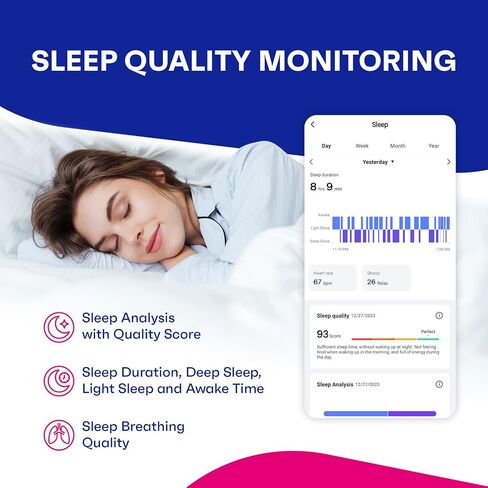 OCTANDRA Active 2 VeryFit جهاز تتبع اللياقة البدنية معدل ضربات القلب SpO2 مراقب تشبع الأكسجين في الدم النوم 1.05 بوصة شاشة نشاط عداد الخطى IP68 ساعات ذكية مقاومة للماء للرجال والنساء (ID155) (رمادي) in Kuwait