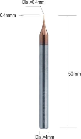 3PCS HRC60 2 Flutes Micro Carbide Flat End Mill 0.5mm Cutting Dia × 4mm Shank × 50mm OAL – Precision CNC Router Bit for Metal, PCB, Plastic, Mold Milling with ALTIN Coating in Saudi Arabia