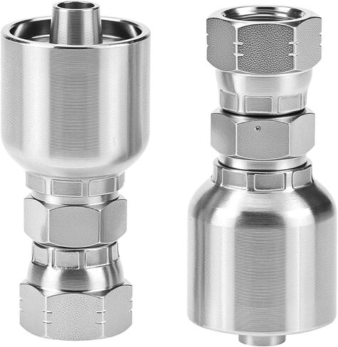 QWORK Hydraulic Hose Fittings, 12-Pack, 3/8" JIC 37° Female Hydraulic End Swivel Crimp, 3/8" x 3/8" in Kuwait