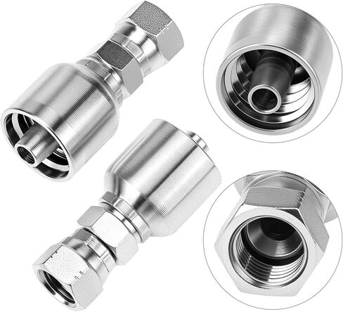 QWORK Hydraulic Hose Fittings, 12-Pack, 3/8" JIC 37° Female Hydraulic End Swivel Crimp, 3/8" x 3/8" in Kuwait