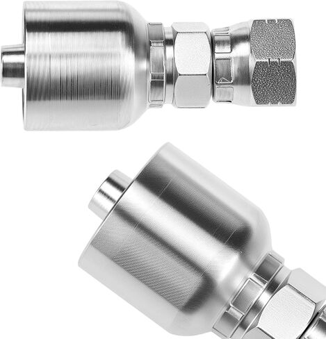 QWORK Hydraulic Hose Fittings, 12-Pack, 3/8" JIC 37° Female Hydraulic End Swivel Crimp, 3/8" x 3/8" in Kuwait