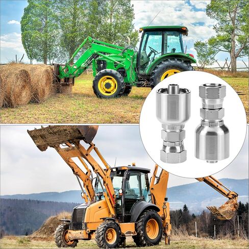 QWORK Hydraulic Hose Fittings, 12-Pack, 3/8" JIC 37° Female Hydraulic End Swivel Crimp, 3/8" x 3/8" in Kuwait