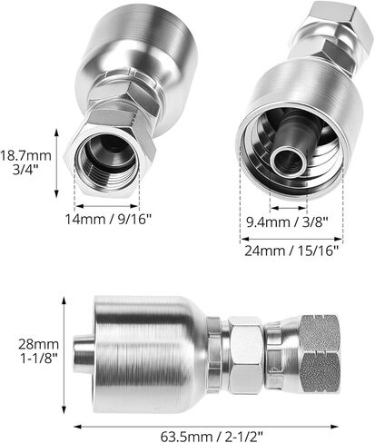 QWORK Hydraulic Hose Fittings, 12-Pack, 3/8" JIC 37° Female Hydraulic End Swivel Crimp, 3/8" x 3/8" in Kuwait
