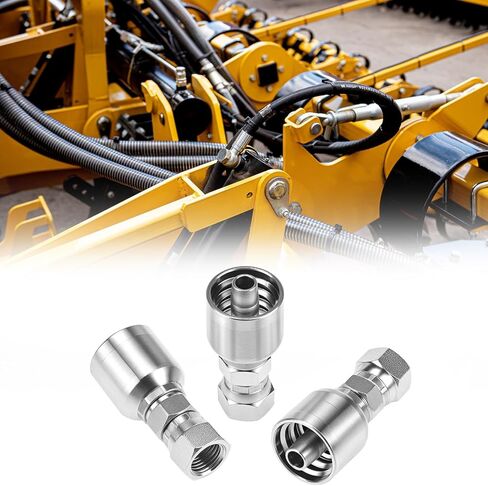 QWORK Hydraulic Hose Fittings, 12-Pack, 3/8" JIC 37° Female Hydraulic End Swivel Crimp, 3/8" x 3/8" in Kuwait