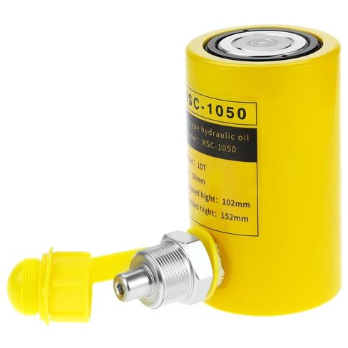 QWORK Hydraulic Cylinder Jack 10T 2" Stroke Porta Power Ram Jack - Heavy-Duty Single Acting for Lifting, Jacking, and Shoveling with Automatic Retraction and Oil Hose Included in Kuwait