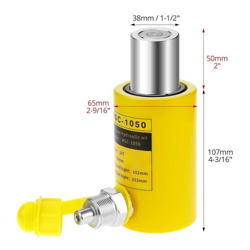 QWORK Hydraulic Cylinder Jack 10T 2" Stroke Porta Power Ram Jack - Heavy-Duty Single Acting for Lifting, Jacking, and Shoveling with Automatic Retraction and Oil Hose Included in Kuwait