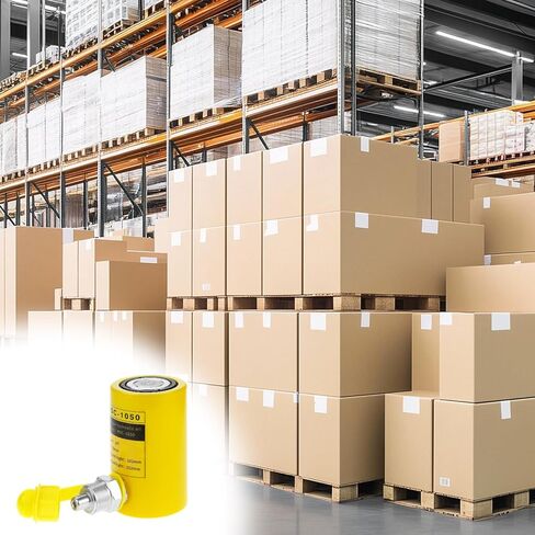 QWORK Hydraulic Cylinder Jack 10T 2" Stroke Porta Power Ram Jack - Heavy-Duty Single Acting for Lifting, Jacking, and Shoveling with Automatic Retraction and Oil Hose Included in Kuwait