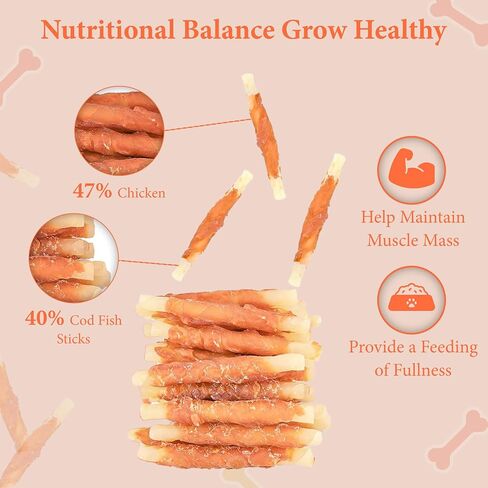 Chicken Wrapped Sweet Potato Jerky,Sweet Potato Dog Treats,Healthy Low Fat Jerky High Protein Training Treats Chewy for Small Medium Large Dog, 11.6 OZ in Saudi Arabia