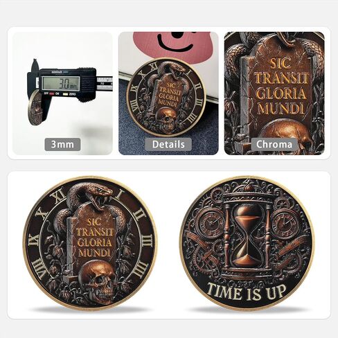 Memento Mori & Memento Vivere Commemorative Coin - Snake, Tree, and Skull Design | Bronze Finish Medallion | Remember You Must Die, Remember to Live | Gothic Collectible Coin in Kuwait