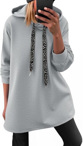 Fisoew Womens Casual Oversized Hoodies Loose Drawstring Long Sleeve Fleece Hooded Pullover Sweatshirts in Saudi Arabia