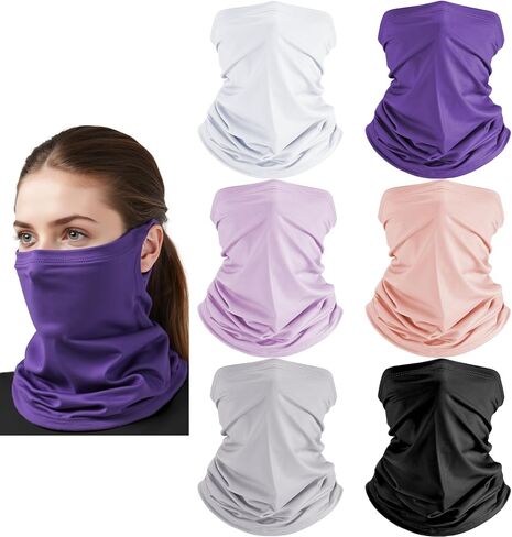 Hongteya 6 Pack Neck Gaiter Face Mask: Treasable Roof Face Cover Balaclava High Flastic Earloop Bandana for Men Women in Kuwait