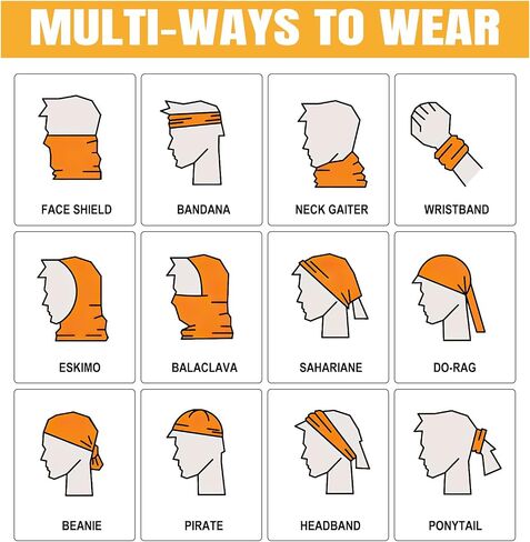 Hongteya 6 Pack Neck Gaiter Face Mask: Treasable Roof Face Cover Balaclava High Flastic Earloop Bandana for Men Women in Kuwait