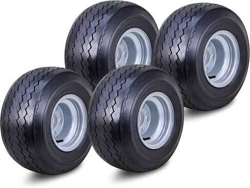 ROADGUIDER Golf Cart Tire Wheel Assembly 18X8.5-8 4-Ply with 5 Lugs on 4.5" PCD Silver Rim,SET 2 in Saudi Arabia