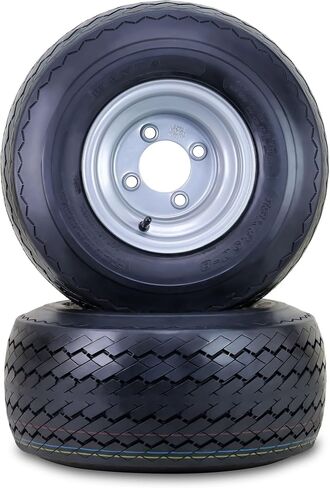 ROADGUIDER Golf Cart Tire Wheel Assembly 18X8.5-8 4-Ply with 5 Lugs on 4.5" PCD Silver Rim,SET 2 in Saudi Arabia