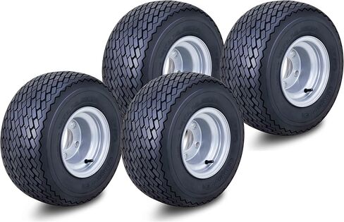 ROADGUIDER Golf Cart Tire Wheel Assembly 18X8.5-8 4-Ply with 5 Lugs on 4.5" PCD Silver Rim,SET 2 in Saudi Arabia