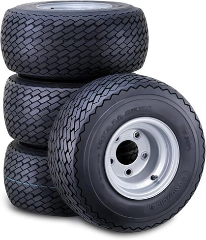 ROADGUIDER Golf Cart Tire Wheel Assembly 18X8.5-8 4-Ply with 5 Lugs on 4.5" PCD Silver Rim,SET 2 in Saudi Arabia