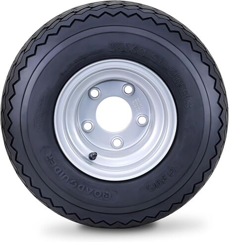 ROADGUIDER Golf Cart Tire Wheel Assembly 18X8.5-8 4-Ply with 5 Lugs on 4.5" PCD Silver Rim,SET 2 in Saudi Arabia