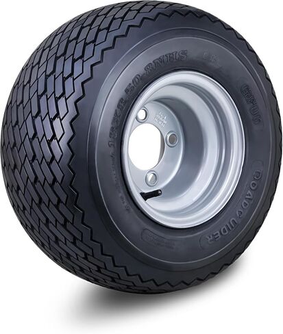 ROADGUIDER Golf Cart Tire Wheel Assembly 18X8.5-8 4-Ply with 5 Lugs on 4.5" PCD Silver Rim,SET 2 in Saudi Arabia