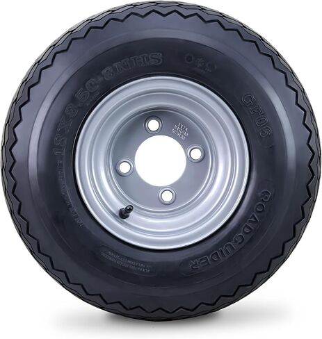 ROADGUIDER Golf Cart Tire Wheel Assembly 18X8.5-8 4-Ply with 5 Lugs on 4.5" PCD Silver Rim,SET 2 in Saudi Arabia