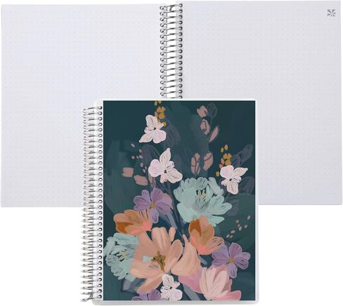 Erin Condren 7"x9" Productivity Platinum Spiral Notebook. Bold Blooms Cover Design. 160 Lined + Checklist Pages for Notes, Journaling, To-Dos, Writing. 80 Lb. Text Weight Paper, Stickers Included in Saudi Arabia