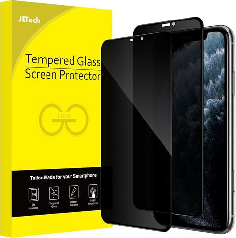 واقي شاشة بتغطية كاملة للخصوصية من JETech لهاتف iPhone 16 Pro مقاس 6.3 بوصة، طبقة من الزجاج المقوى المقاوم للتجسس بحافة سوداء مع أداة تثبيت سهلة، صديق للحافظة، عبوتان in Saudi Arabia