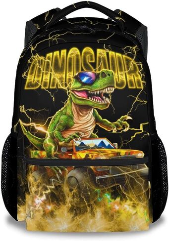 Boys Backpack, Dinosaur Backpacks for Kids, 17 Inch Toddler School Bag, Motorcycle Bookbags for Elementary School in Kuwait