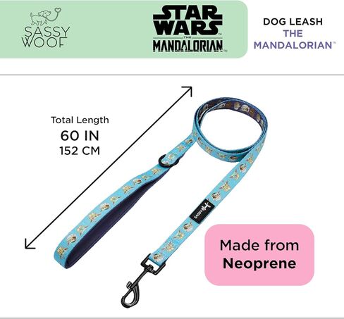 Star Wars™ The Mandalorian™ Dog Leash 60-Inch with Neoprene Padded Handle - Comfortable, Durable, and Stylish for Small to Large Dogs in Kuwait